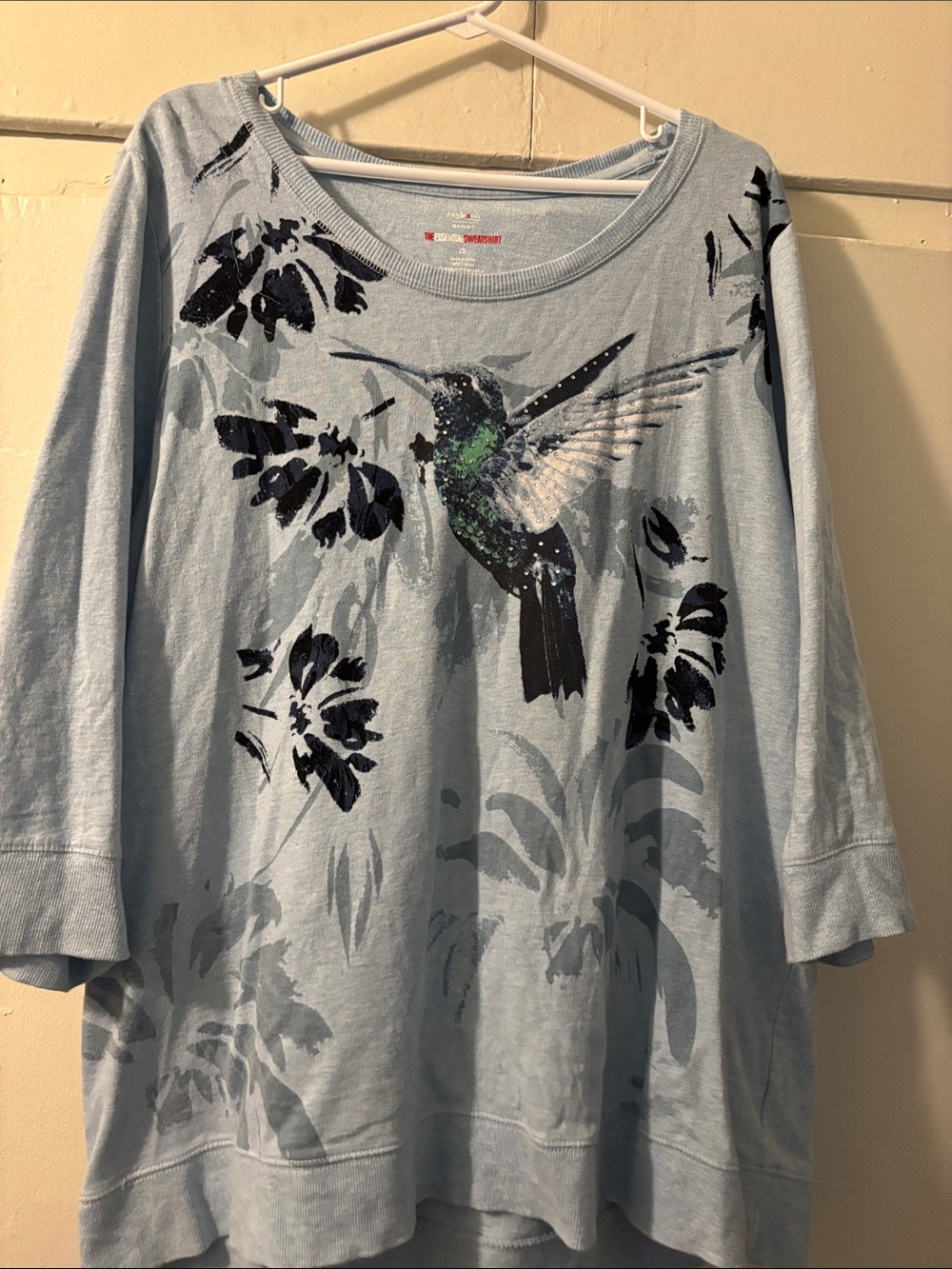 Style & Co. Light Blue Hummingbird Graphic Sweatshirt